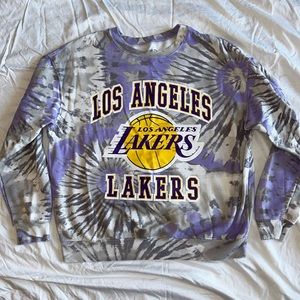 Los Angeles Lakers Tie Dye Crewneck Sweater - Purple & Gold - Women’s L - NBA